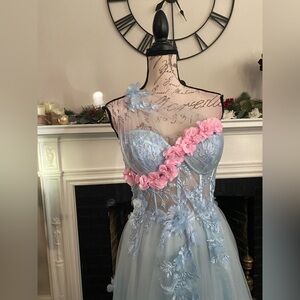 NWT light blue a-line ball gown or non traditional wedding dress